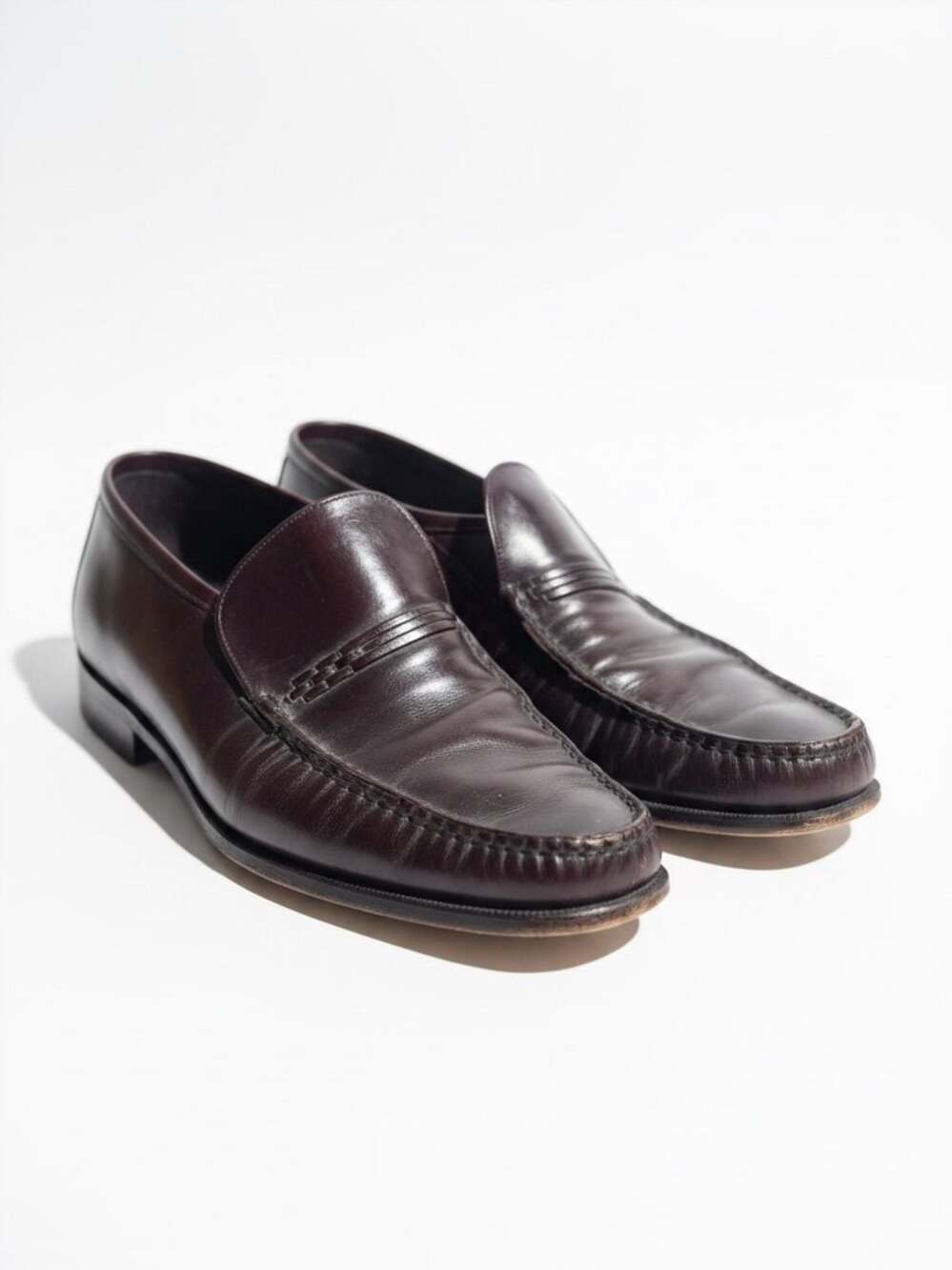 VTG Florsheim Royal Imperial Mens Size 9 B Burgundy Leather Penny Loafers